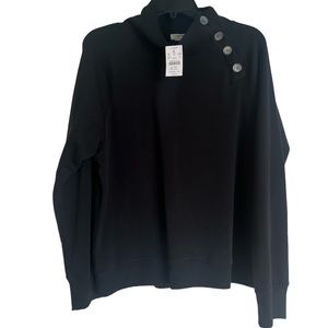NWT J. Crew Black Sweater w/ Button Detail- size Large